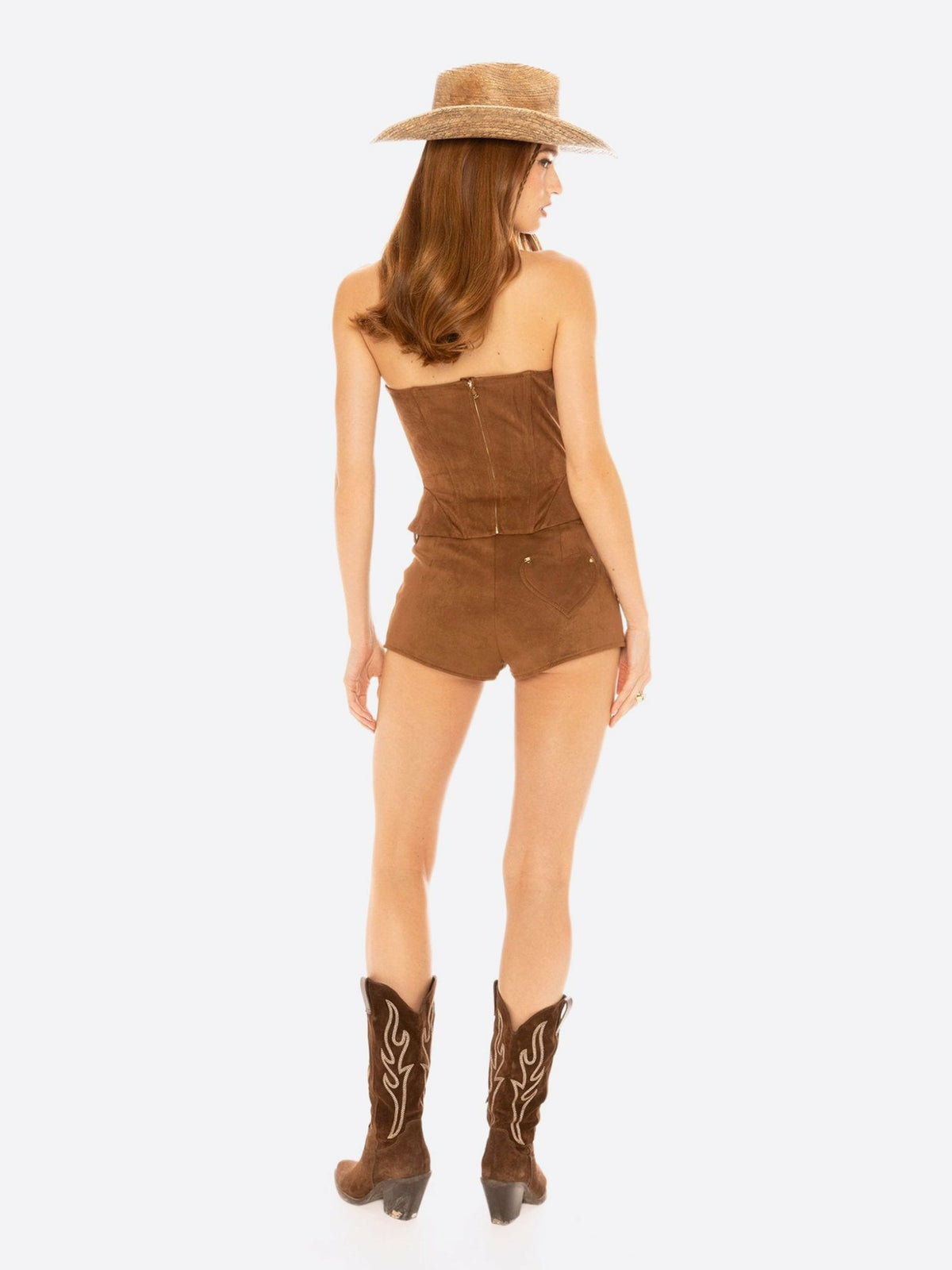 Sienna Suede Top: Brown Corset Top for Date Night - Nana Jacqueline