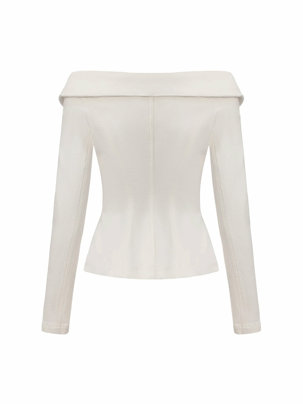 White Denim Double-Breasted Tailored Top - Nana Jacqueline