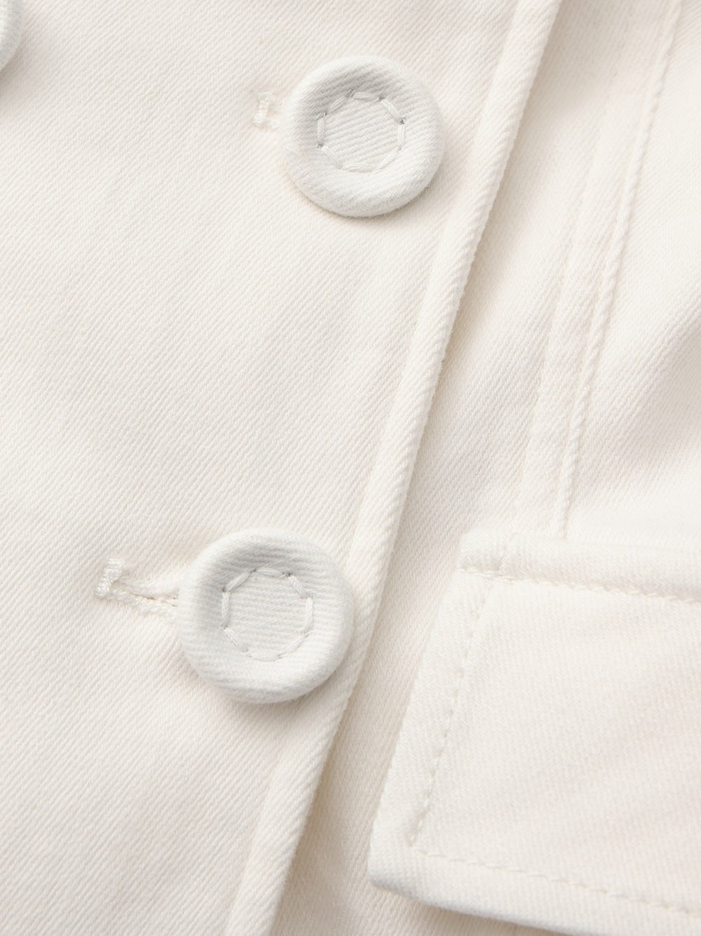 White Denim Double-Breasted Tailored Top - Nana Jacqueline