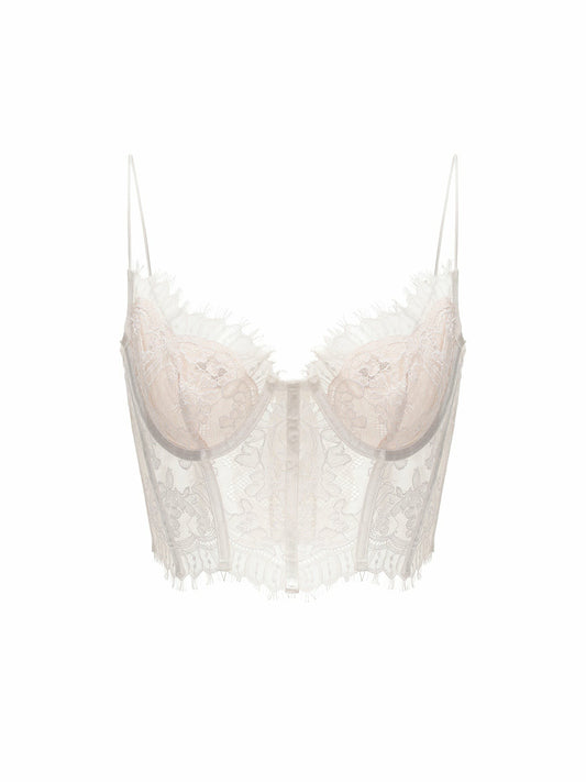 Audrina Lace Top: White Lace Top for Bachelorette Party - Nana Jacqueline