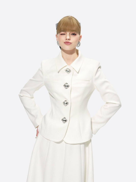 Vanessa Blazer: White Blazer for Rehearsal Dinner - Nana Jacqueline