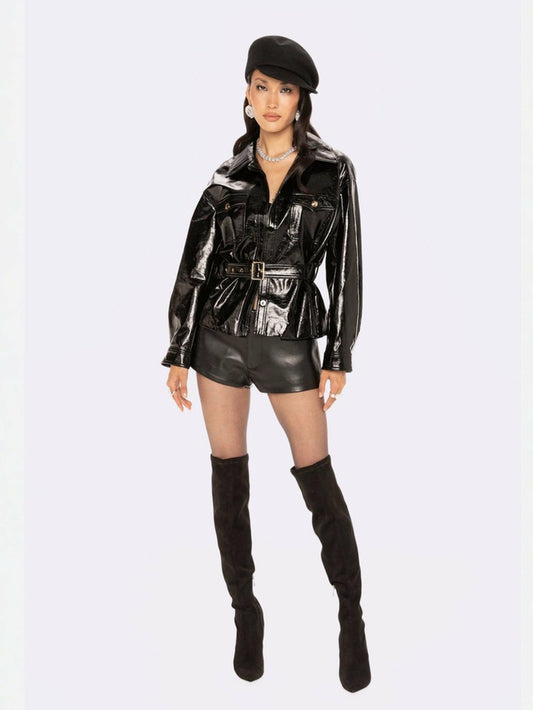 Isabella Vegan Leather Jacket: Black Jacket for Date Night - Nana Jacqueline