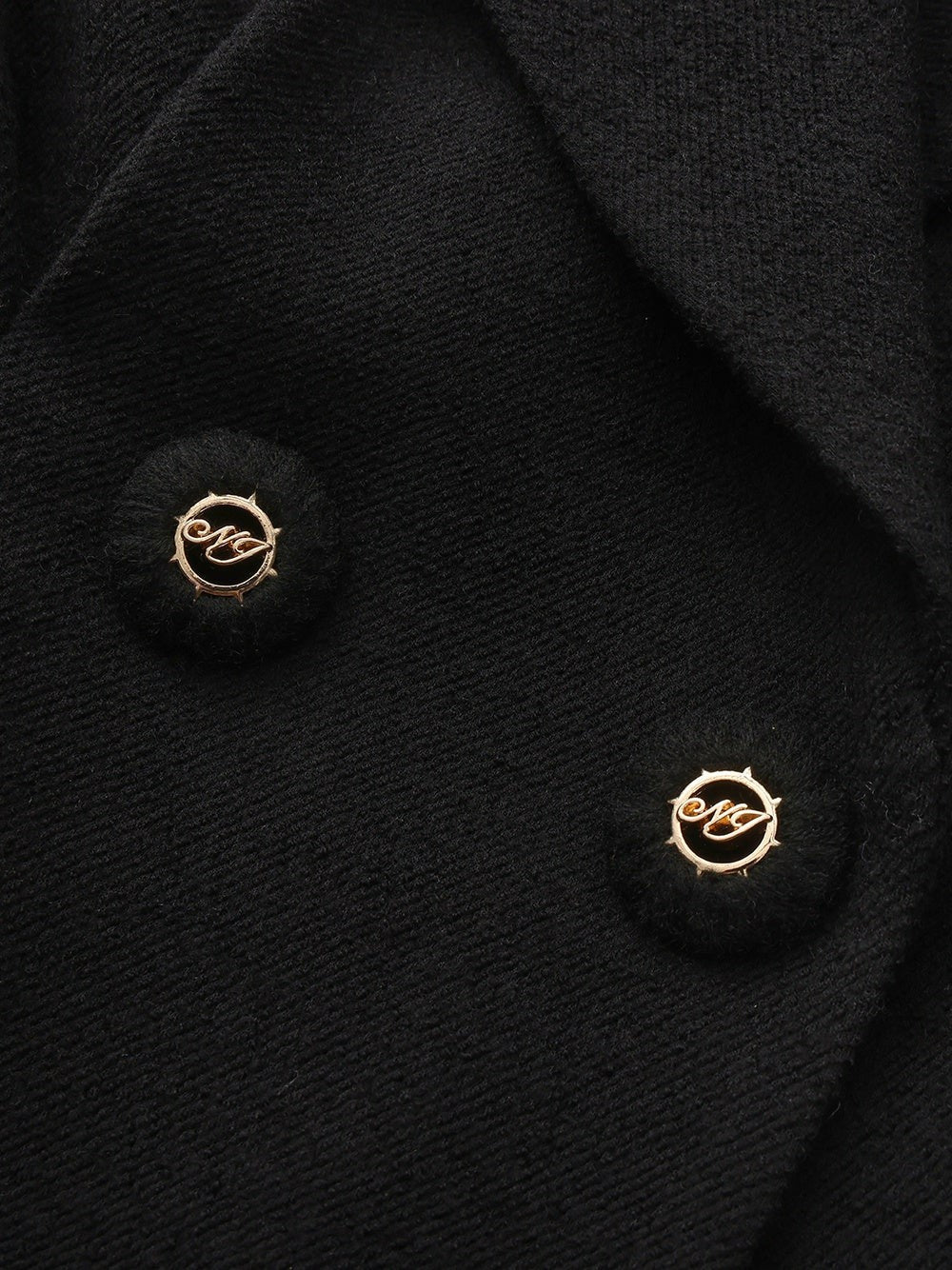 Black Wool-Blend Coat with Bow-Back - Nana Jacqueline