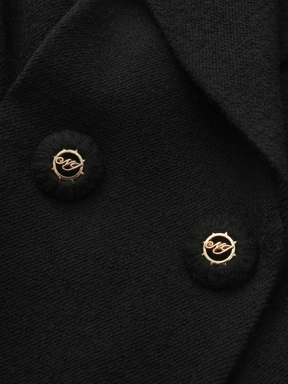 Black Wool-Blend Coat with Bow-Back - Nana Jacqueline