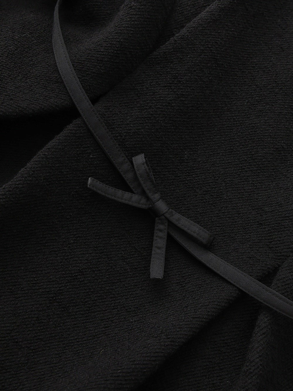 Black Wool-Blend Coat with Bow-Back - Nana Jacqueline