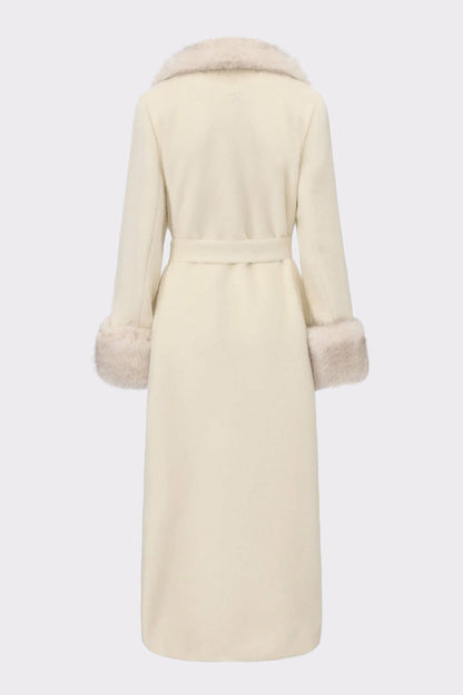 Adriana Faux Fur Coat: Off White Coat for Winter Formal Event - Nana Jacqueline