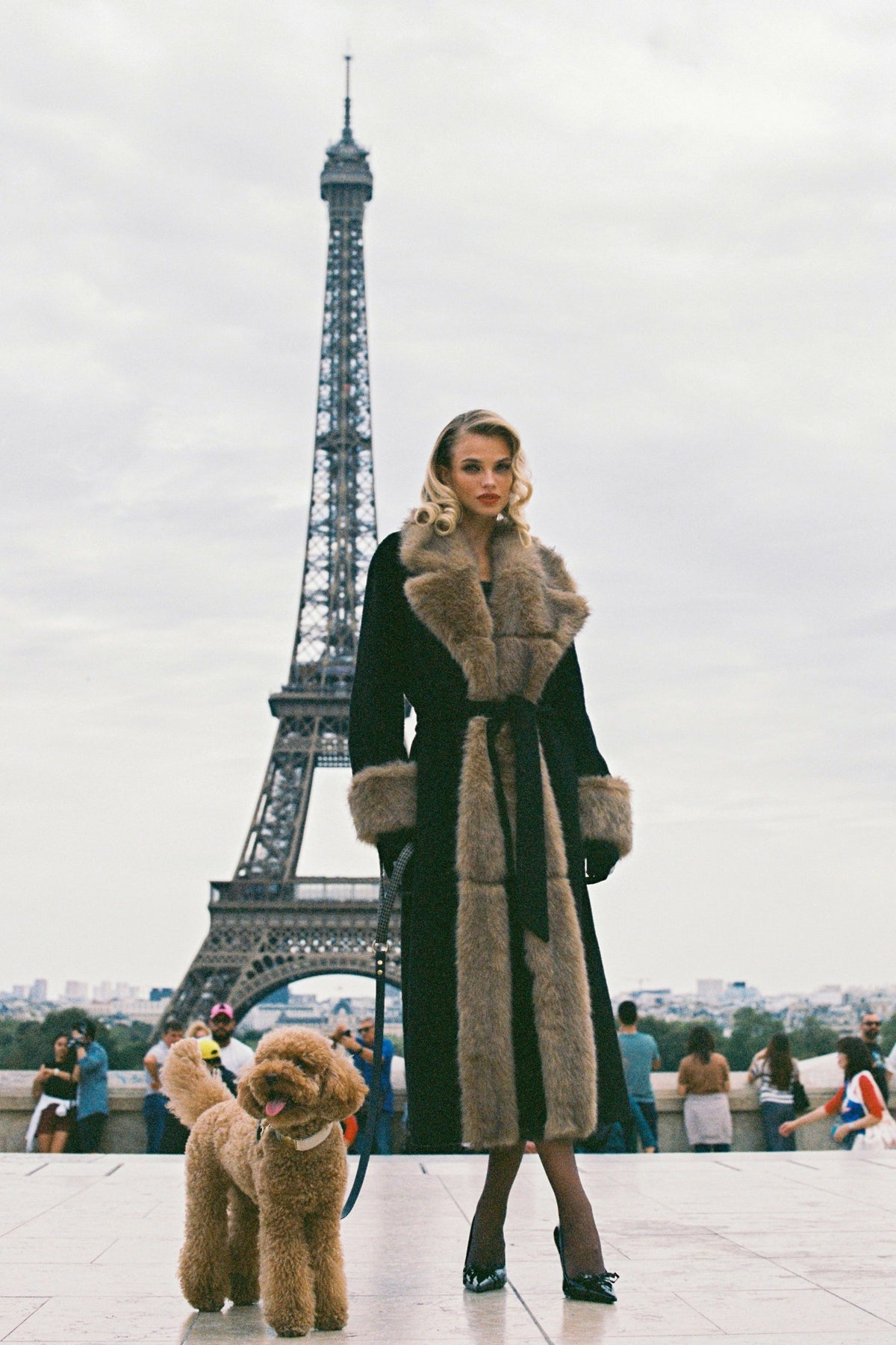 Adriana Faux Fur Coat: Black Long Coat for Cocktail Party - Nana Jacqueline