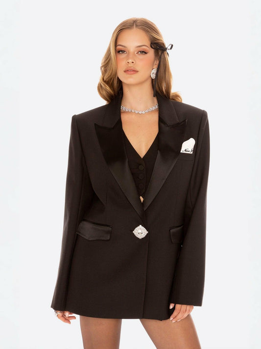Sabine Blazer: Black Blazer for Cocktail Party - Nana Jacqueline