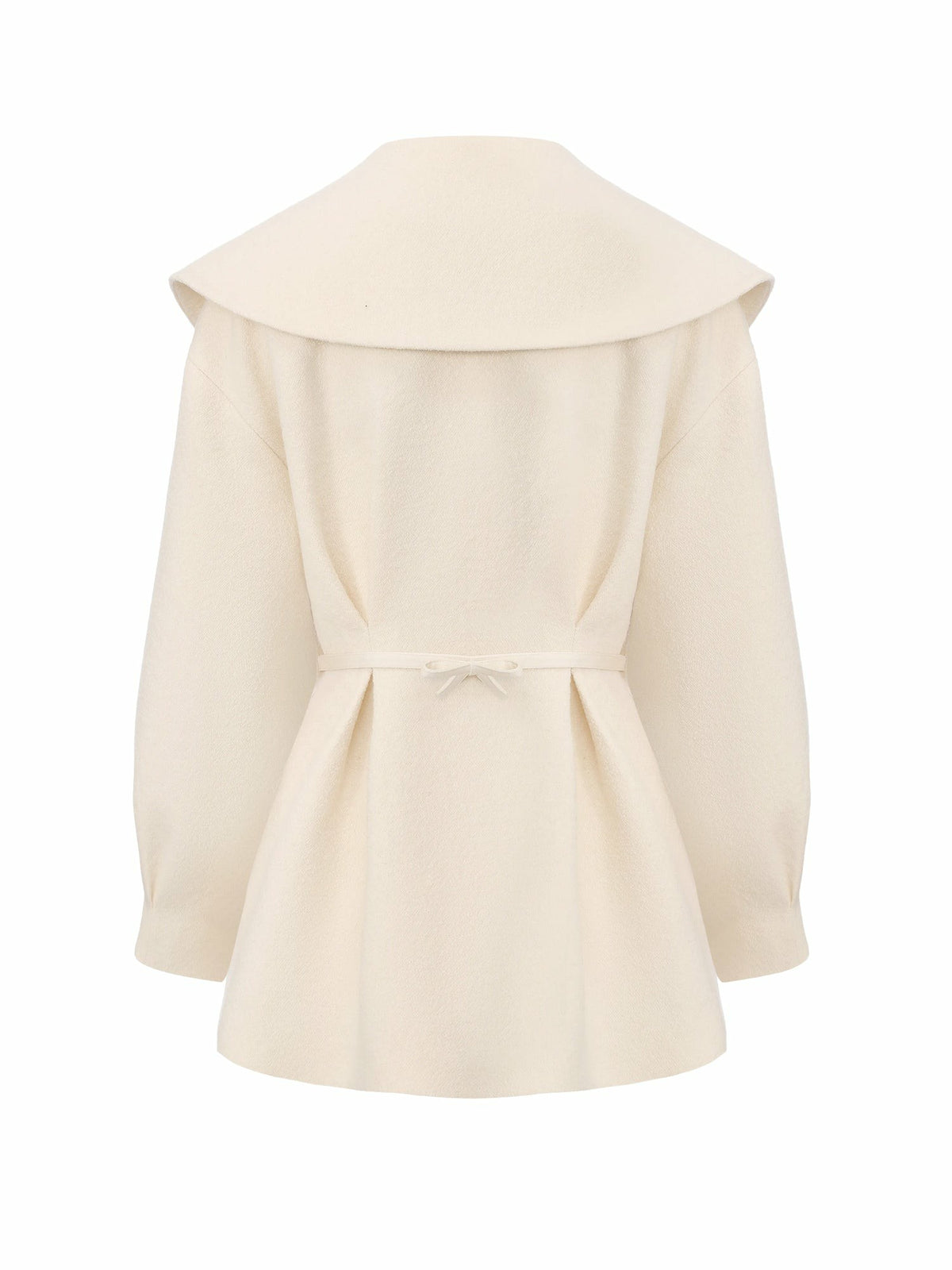 Ivory Wool-Blend Coat with Bow-Back - Nana Jacqueline