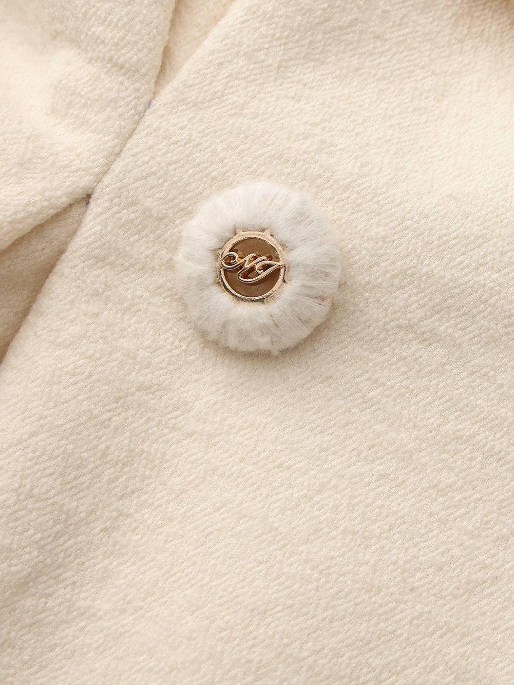 Ivory Wool-Blend Coat with Bow-Back - Nana Jacqueline