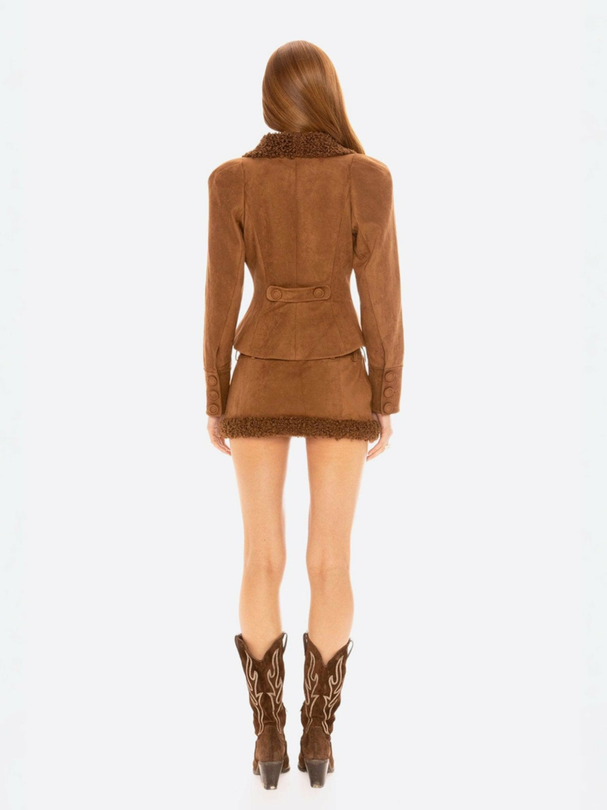 Celine Suede Coat: Brown Suede Coat for Fall Evening Outfit - Nana Jacqueline