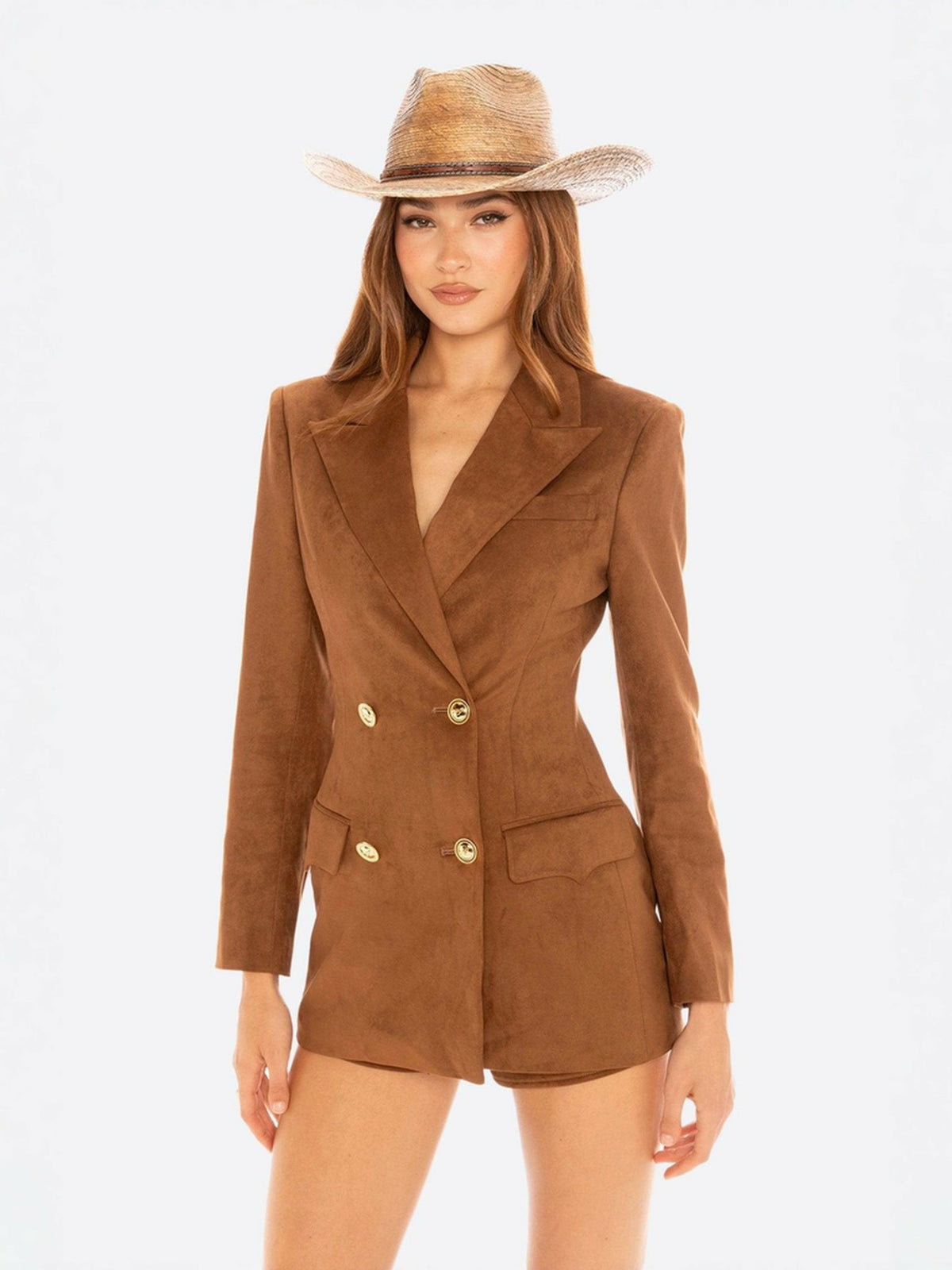 Sienne Suede Blazer: Brown Blazer for Work - Nana Jacqueline