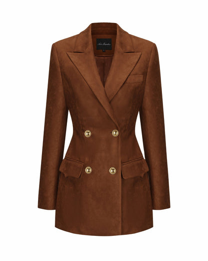 Sienne Suede Blazer: Brown Blazer for Work - Nana Jacqueline