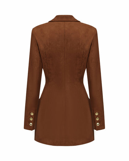 Sienne Suede Blazer: Brown Blazer for Work - Nana Jacqueline