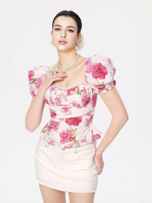 Esmeralda Top: Pink Top for Garden Party - Nana Jacqueline