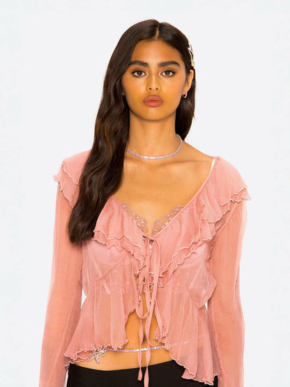 Gabriella Cardigan Top: Pink Cardigan Top for Date Night - Nana Jacqueline