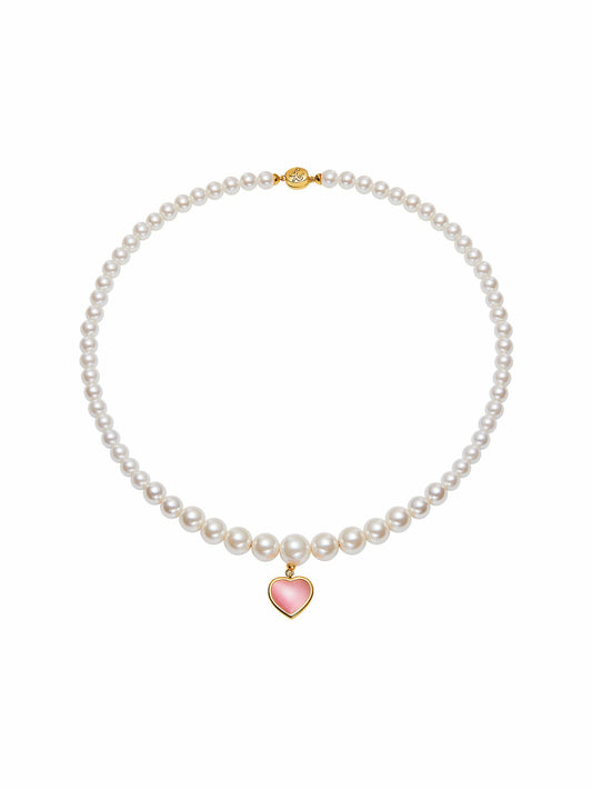 Lisette Heart Necklace: Pearl Necklace for Valentine's Day - Nana Jacqueline