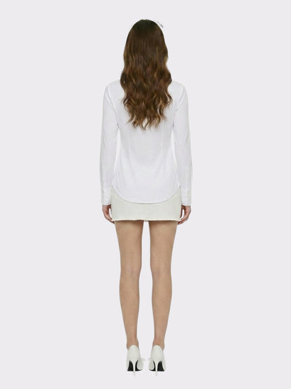 White Tailored Long Sleeve Button-Down Shirt - Nana Jacqueline