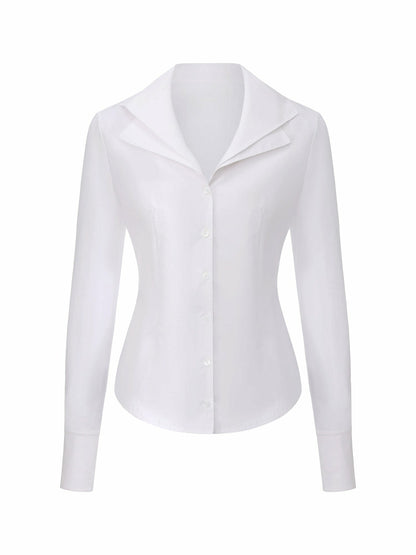 White Tailored Long Sleeve Button-Down Shirt - Nana Jacqueline