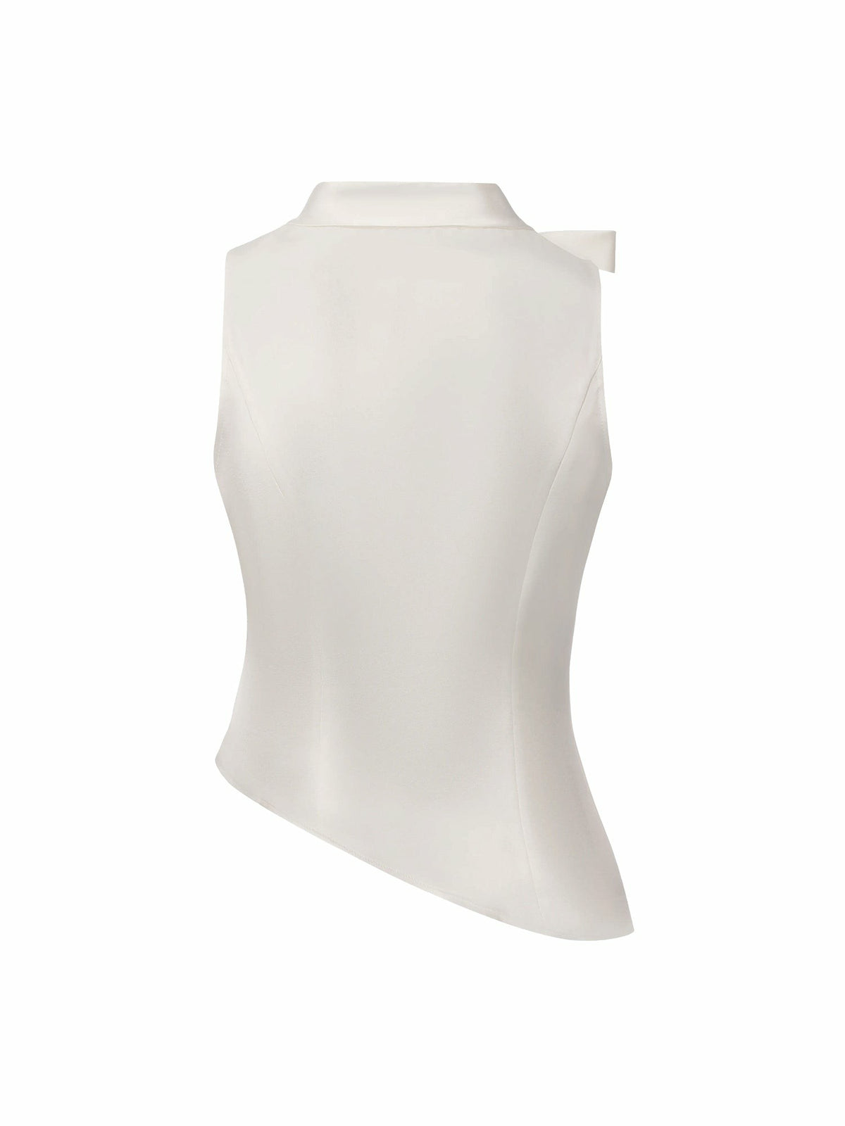 White Satin Asymmetrical Top with Crystal Bow - Nana Jacqueline