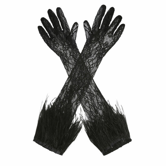 Lavine Gloves: Black Lace Gloves for Cocktail Party - Nana Jacqueline