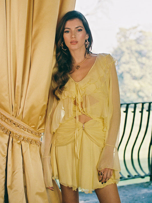 Annika Cardigan: Yellow Cardigan for Brunch - Nana Jacqueline