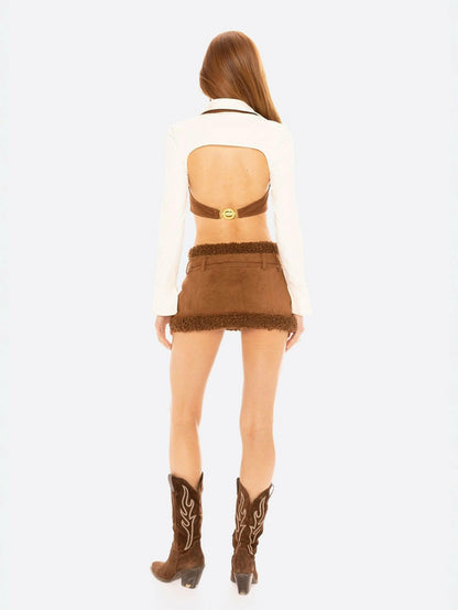 Celine Top: Brown White Top for Date Night - Nana Jacqueline