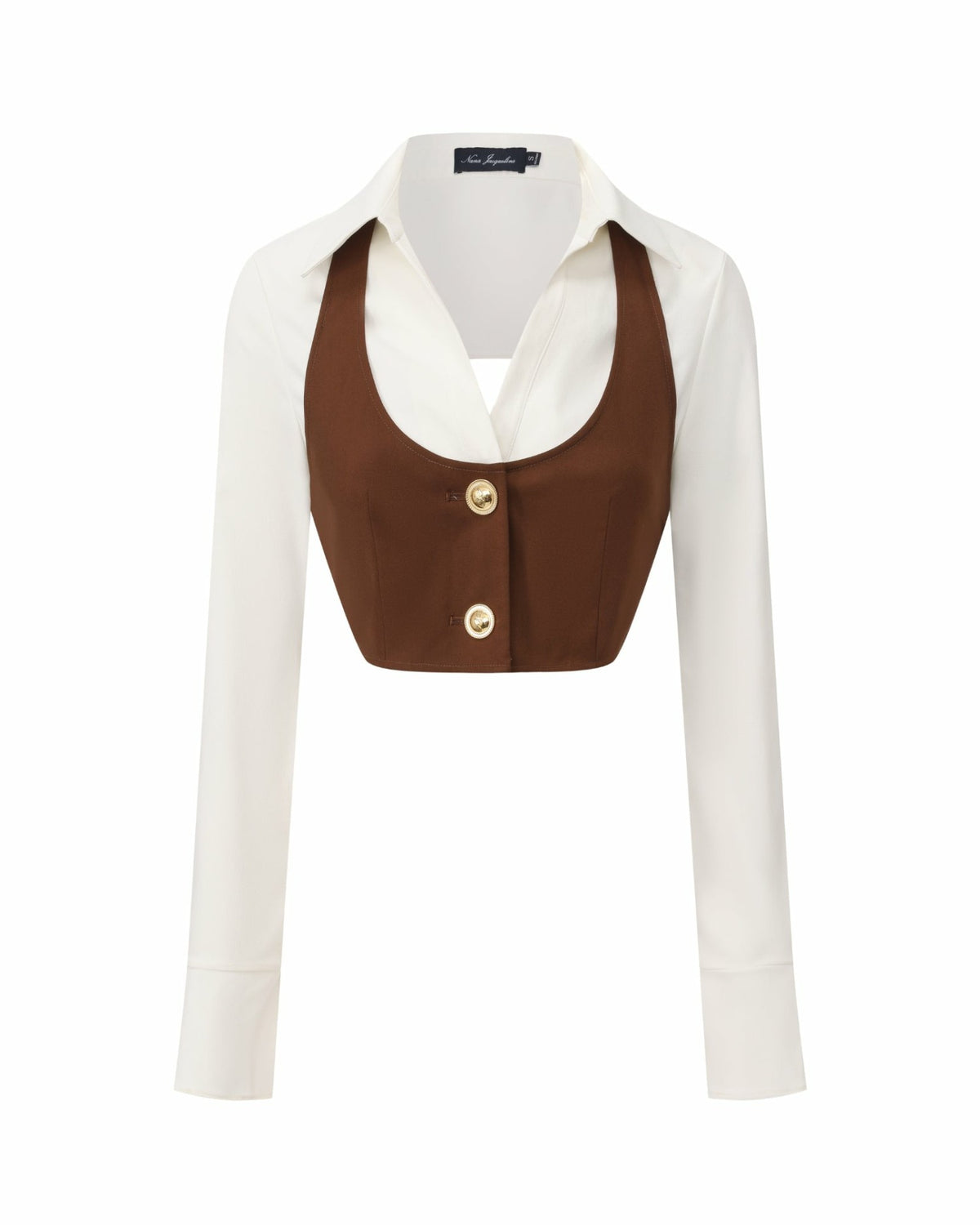 Celine Top: Brown White Top for Date Night - Nana Jacqueline