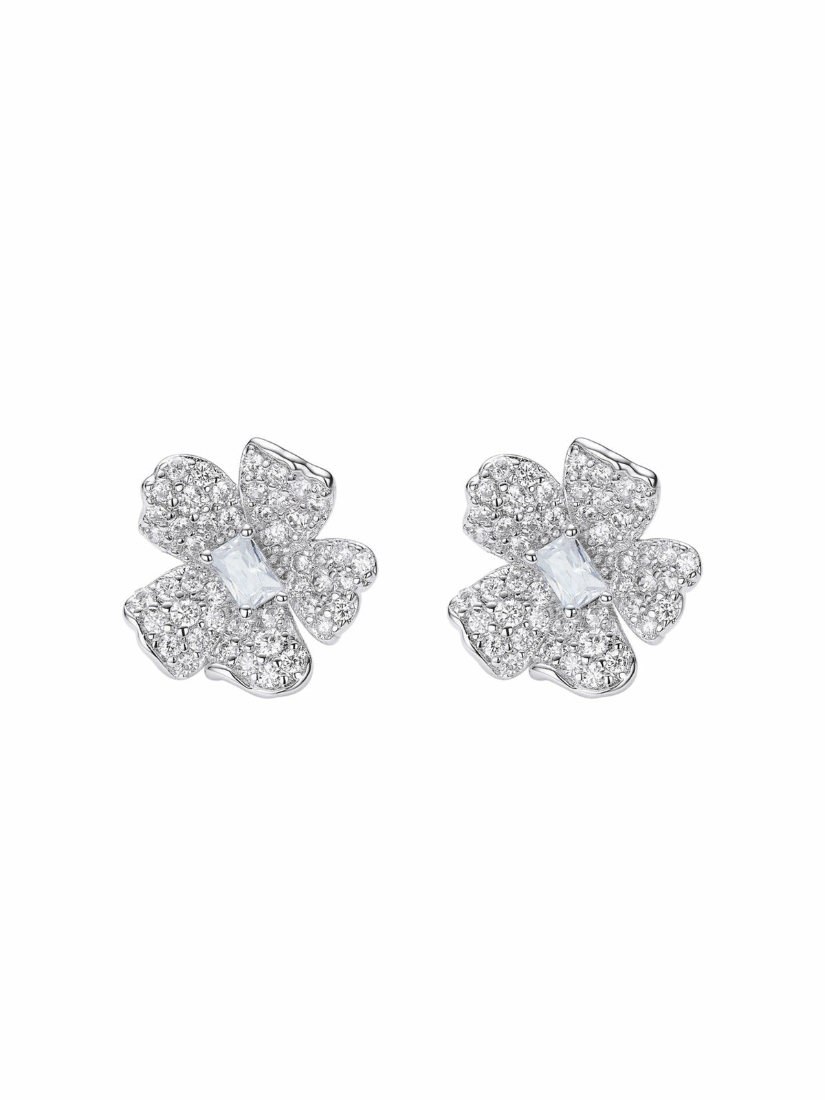 Odessa Floral Crystal White Earrings - Nana Jacqueline