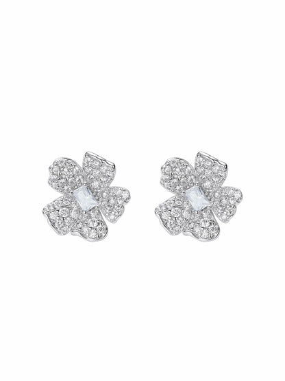 Odessa Floral Crystal White Earrings - Nana Jacqueline