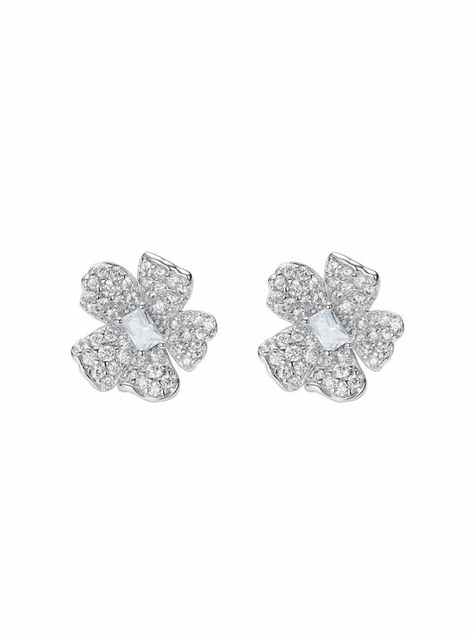 Odessa Floral Crystal White Earrings - Nana Jacqueline
