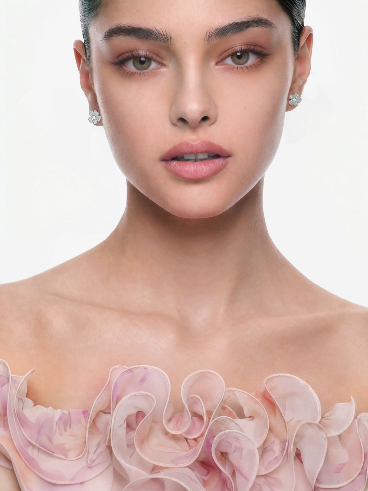 Odessa Floral Crystal White Earrings - Nana Jacqueline