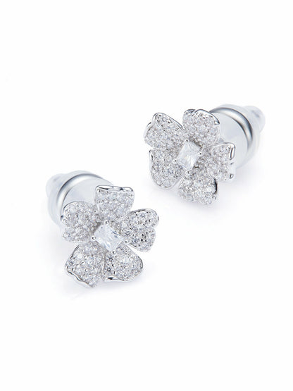 Odessa Floral Crystal White Earrings - Nana Jacqueline