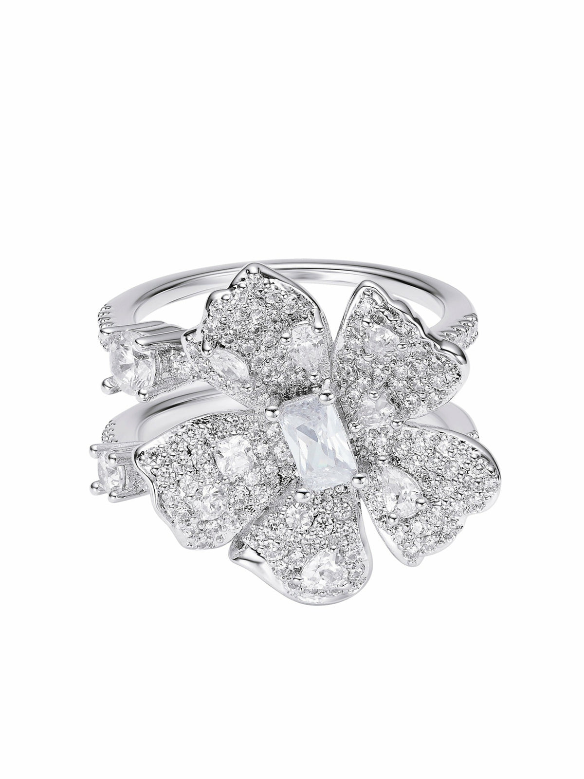 Diora Double Floral White Ring - Nana Jacqueline