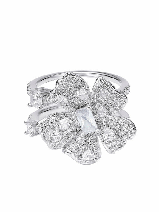 Diora Double Floral White Ring - Nana Jacqueline