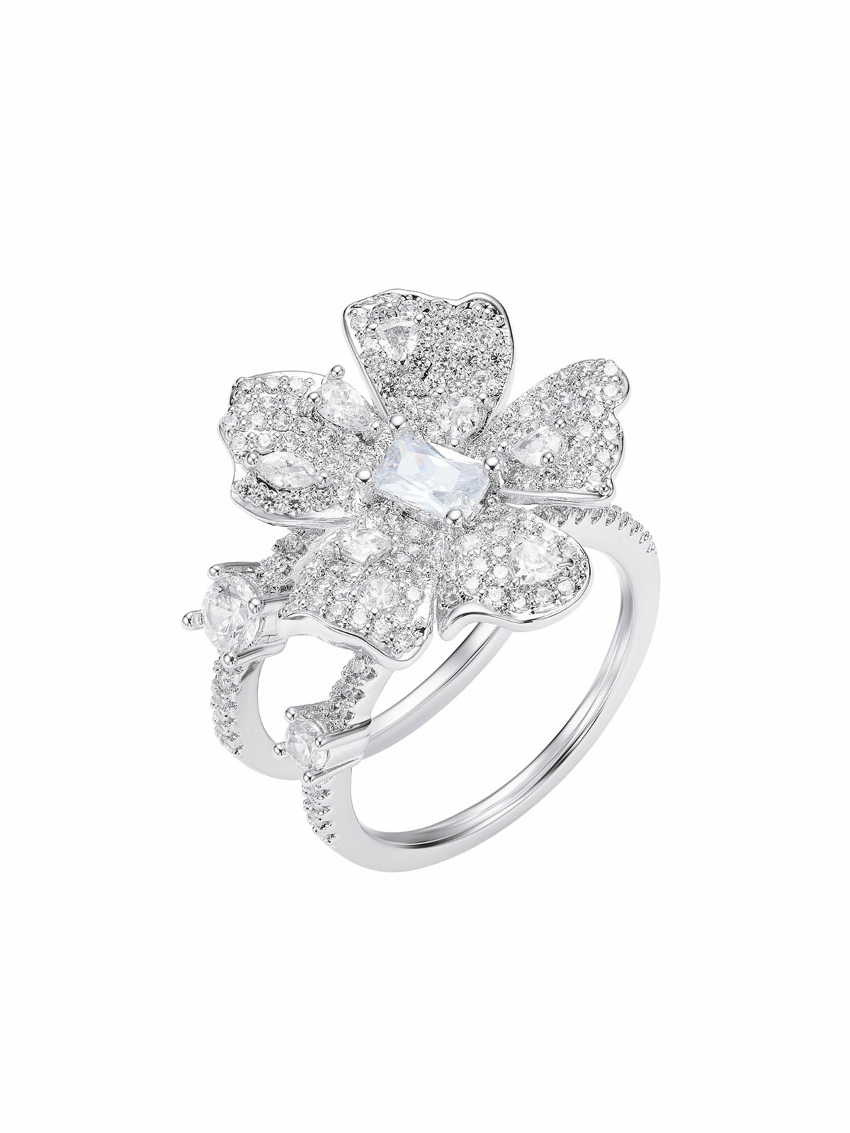 Diora Double Floral White Ring - Nana Jacqueline