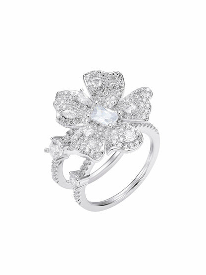 Diora Double Floral White Ring - Nana Jacqueline