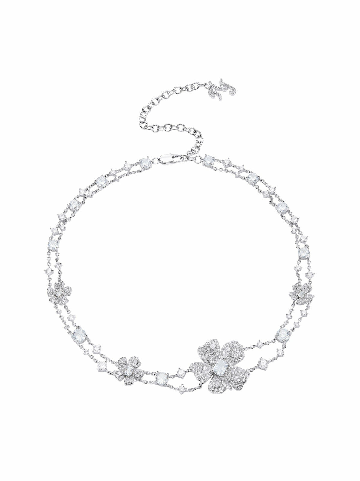 Zariah Floral Layered White Necklace - Nana Jacqueline