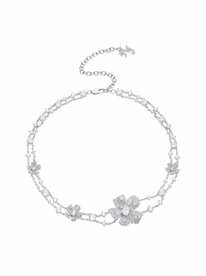 Zariah Floral Layered White Necklace - Nana Jacqueline