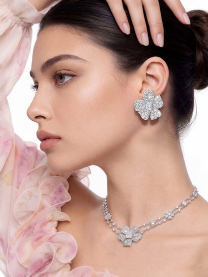 Zariah Floral Layered White Necklace - Nana Jacqueline