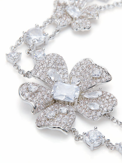 Zariah Floral Layered White Necklace - Nana Jacqueline