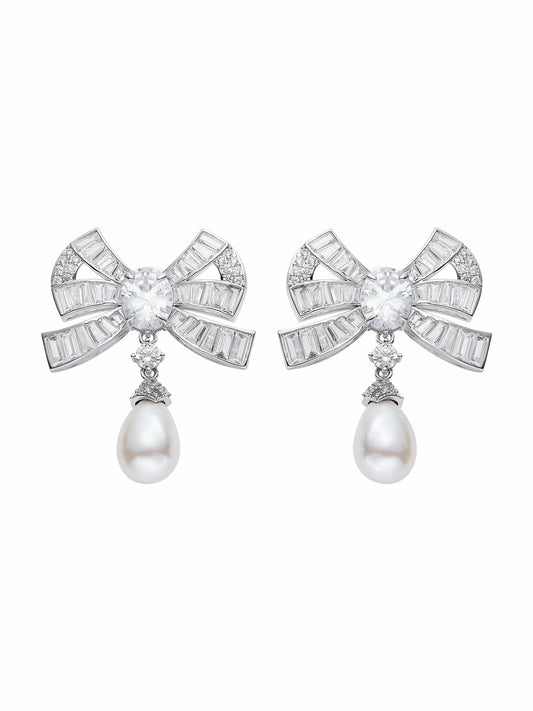 Evelyn Earrings: White Pearl Earrings for Bridal Shower - Nana Jacqueline