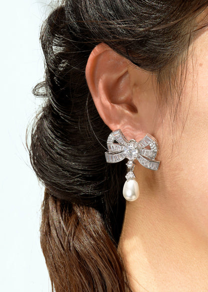 Evelyn Earrings: White Pearl Earrings for Bridal Shower - Nana Jacqueline