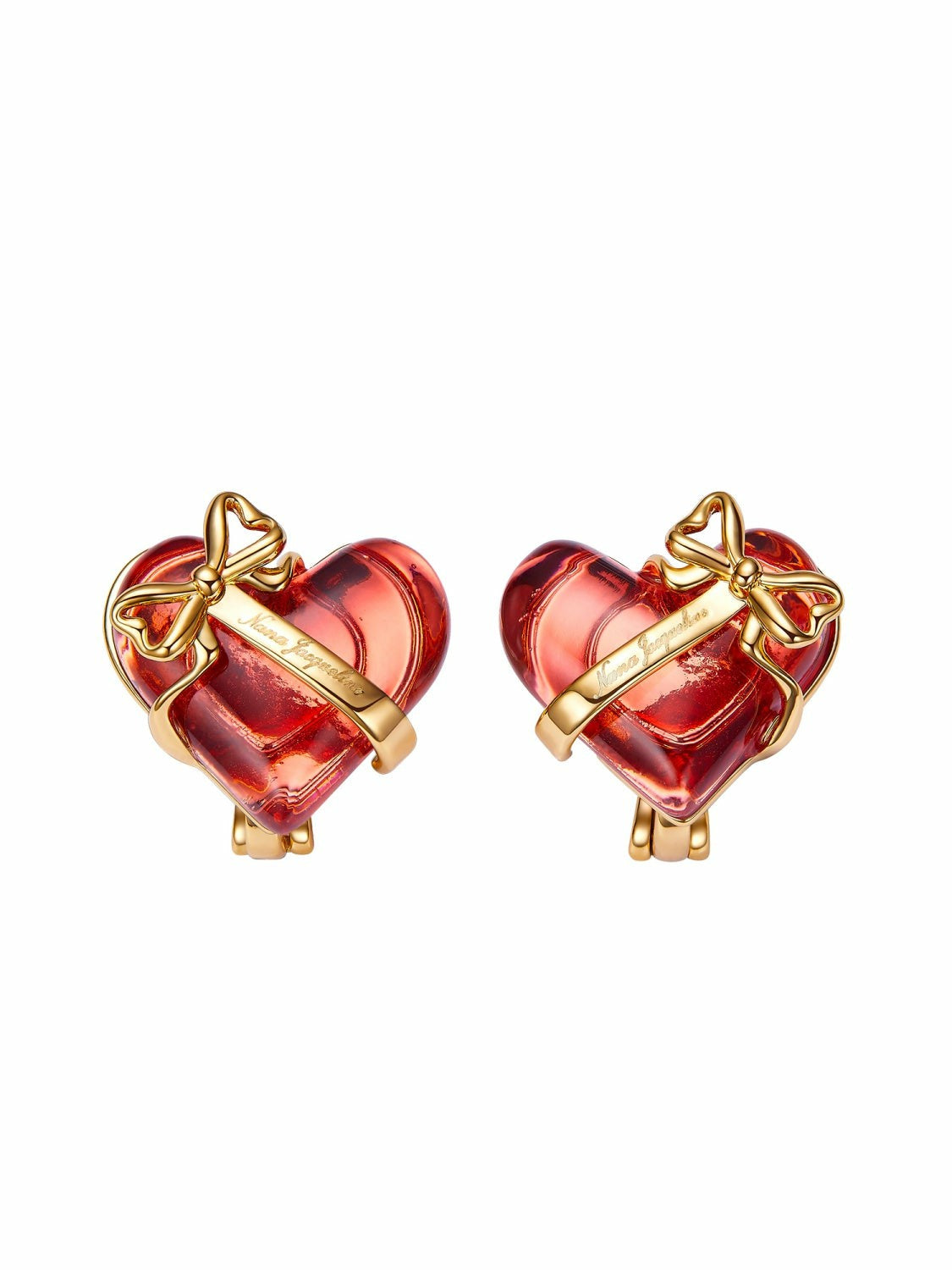 Eléa Bow-Ribbon Heart Red Earrings: Red Earrings for Date Night - Nana Jacqueline