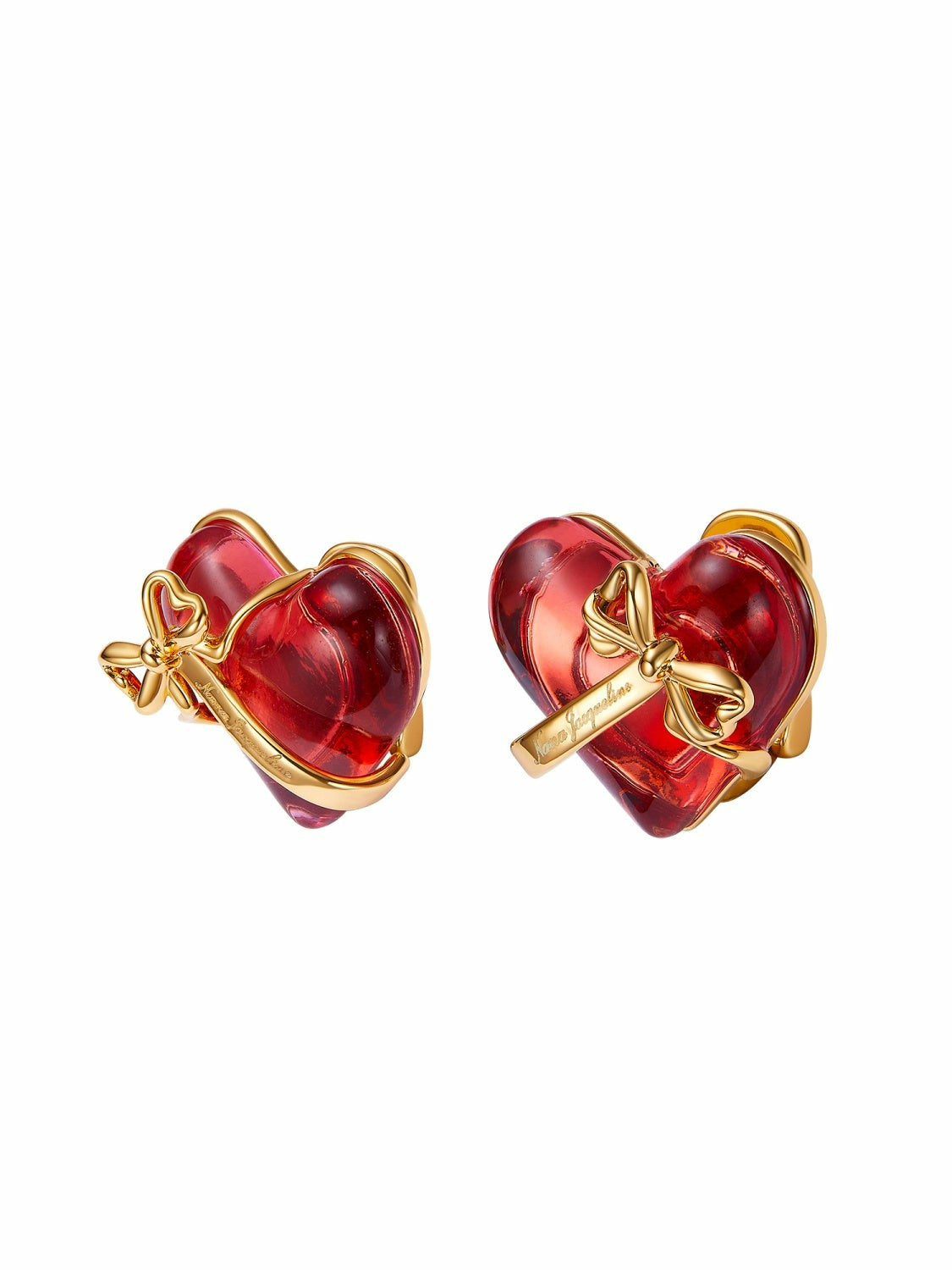 Eléa Bow-Ribbon Heart Red Earrings: Red Earrings for Date Night - Nana Jacqueline