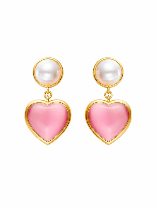 Dascha Heart Earrings: Pink Gold Earrings for Date Night - Nana Jacqueline
