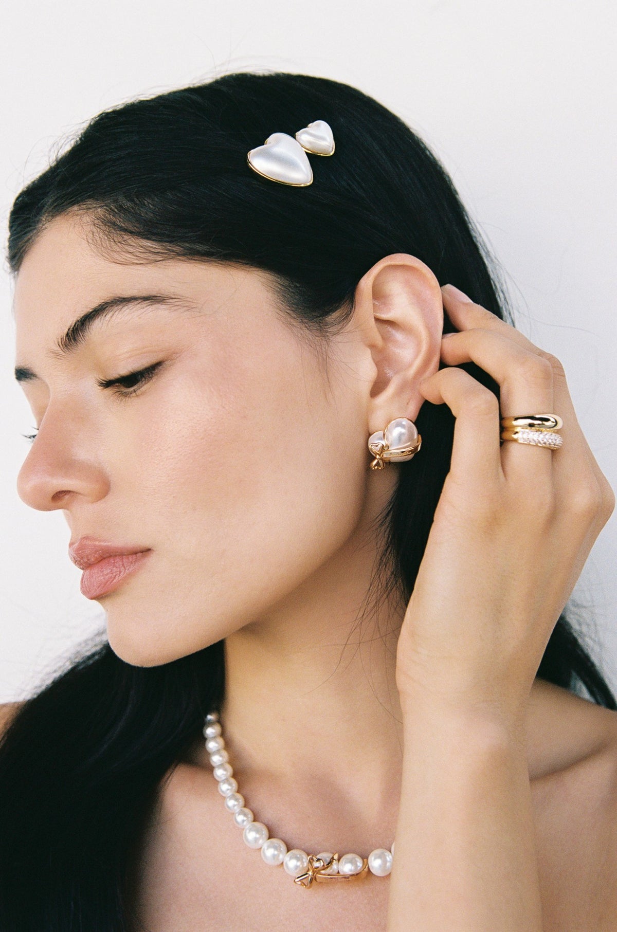 Amor Earrings: White Pearl Earrings for Bridal Shower - Nana Jacqueline