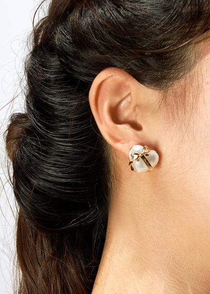 Amor Earrings: White Pearl Earrings for Bridal Shower - Nana Jacqueline