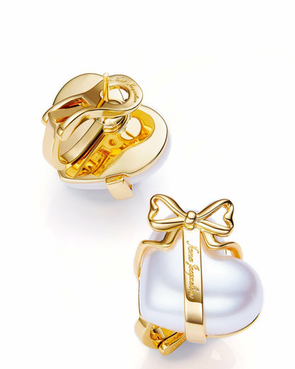 Amor Earrings: White Pearl Earrings for Bridal Shower - Nana Jacqueline