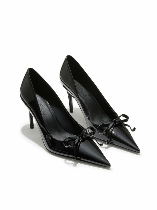 Audrina Bow Heels: Black Heels for Cocktail Party - Nana Jacqueline